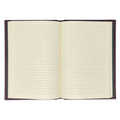 burgundy leather journal - open - ruled pages