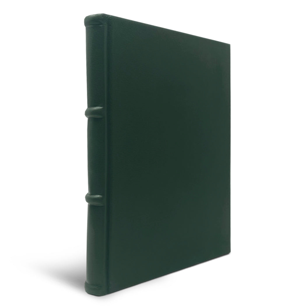 hunter green leather notebook - ridged spine