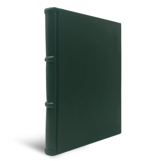 hunter green leather notebook - ridged spine