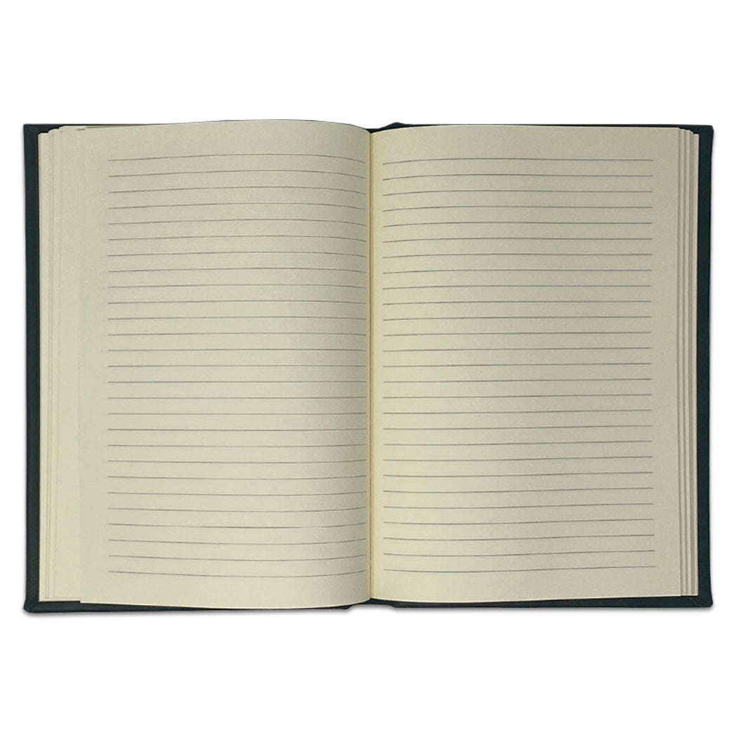 hunter green journal - open - ruled pages