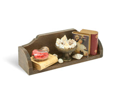 Miniature Wood Bookcase Ornament - Open Shelf
