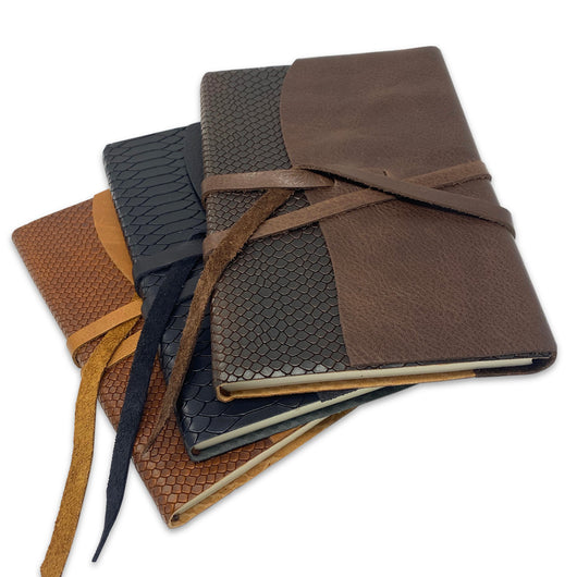 Leather Wrap Notebook Journal - Handmade in Italy - in 2 colors